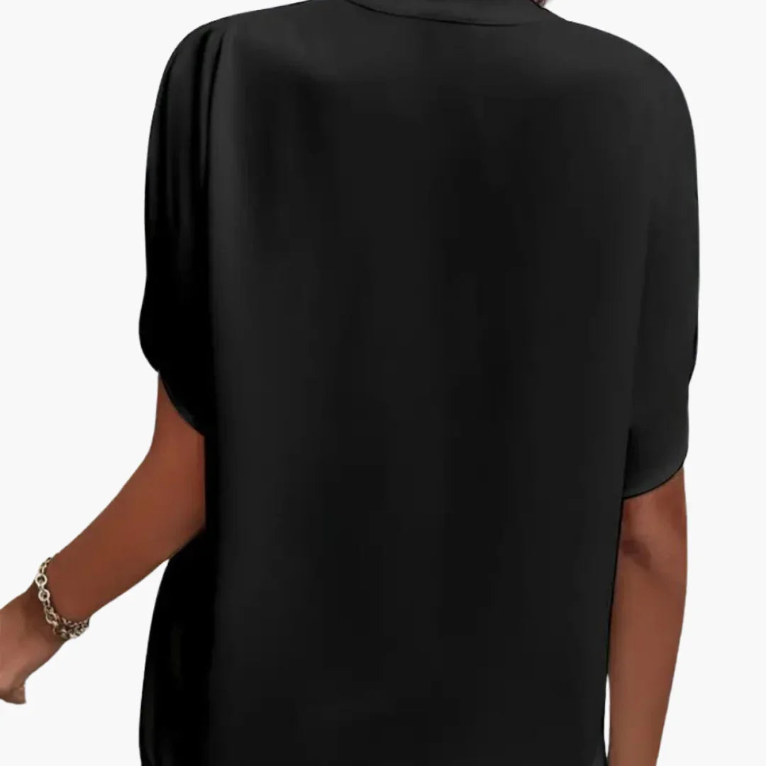 Women's V-Neck Blouse | Short Sleeve Relaxed Fit