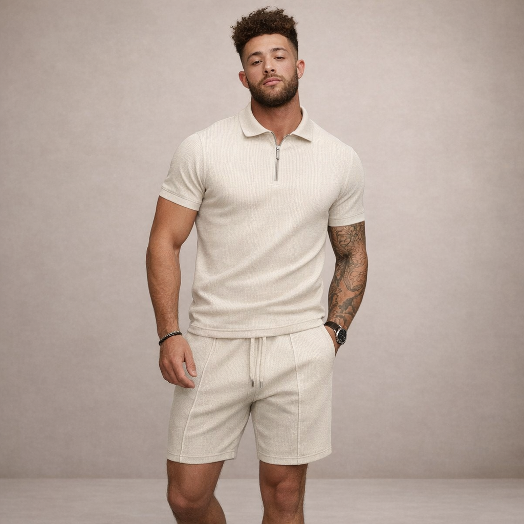 Men's Polo & Shorts Set | Breathable Slim Fit Summer Outfit