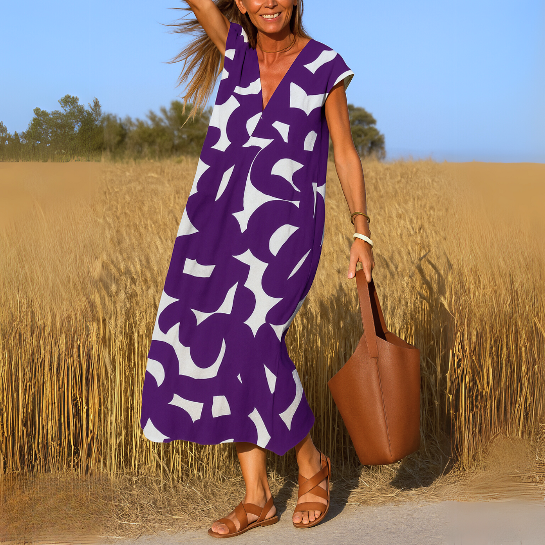 Women's V-Neck Summer Dress | Lightweight Holiday Everyday Wear