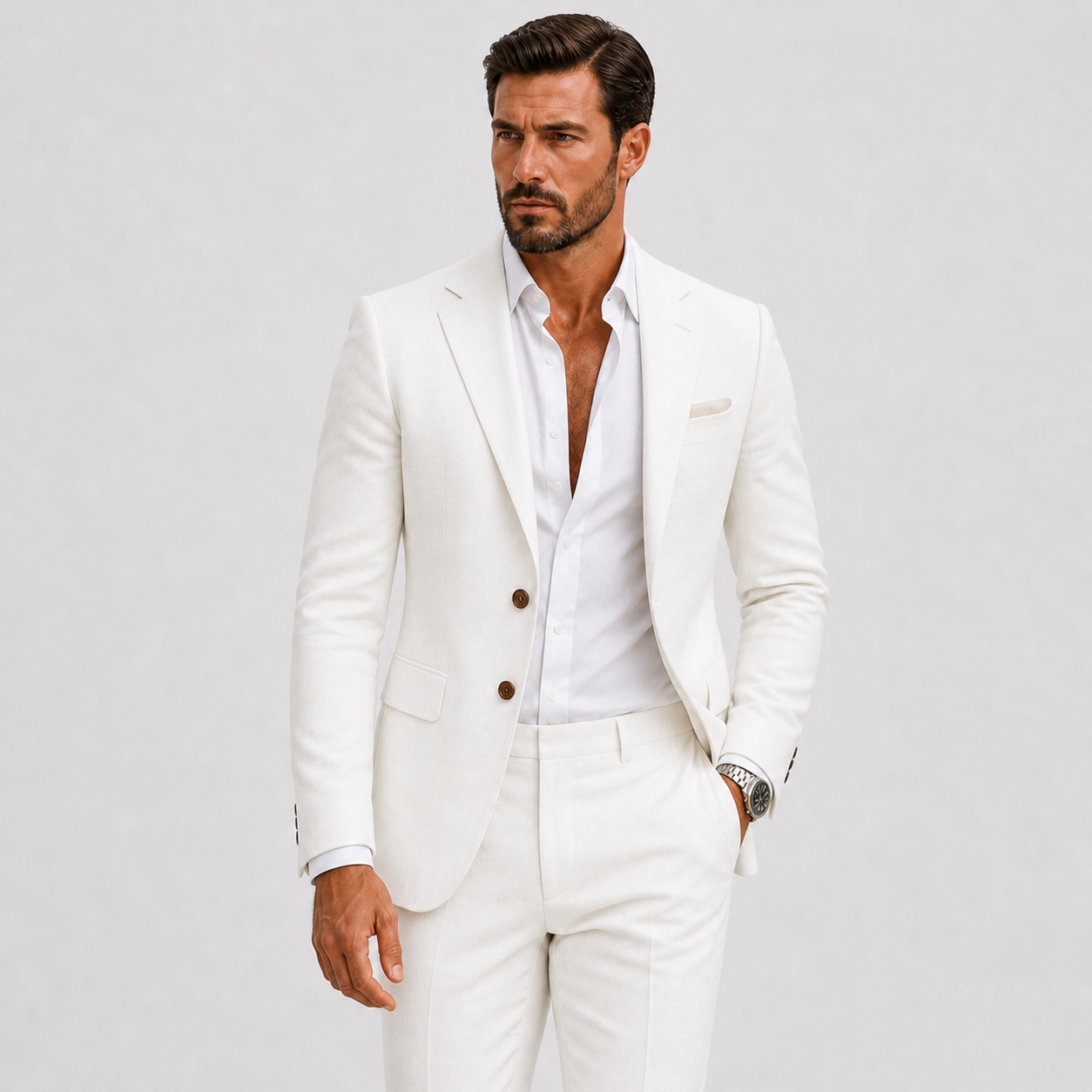 Men's Slim Fit Summer Suit | Linen-Style Two-Piece