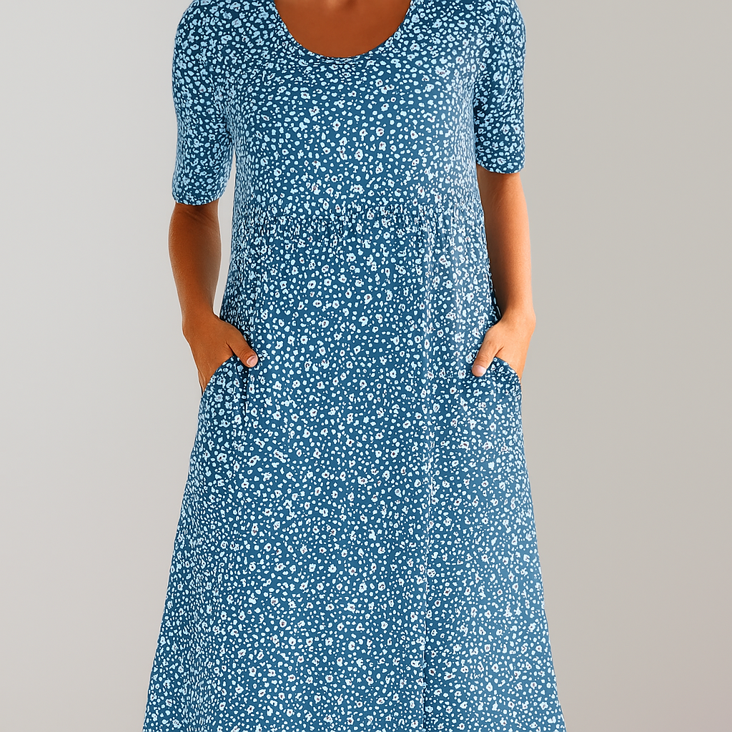 Women's High Waist Floral Midi Dress | With Pockets