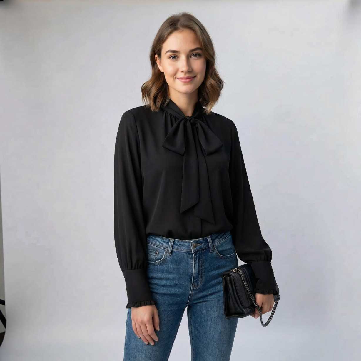 Women's Elegant Blouse with Neck Tie