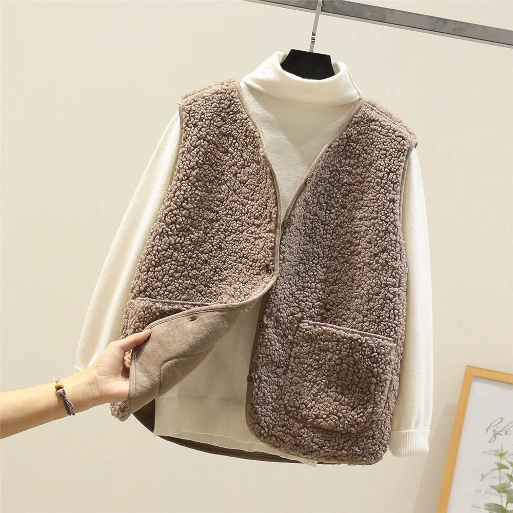 Women's Cotton Blend Gilet | Button-Up Vest for Autumn & Winter