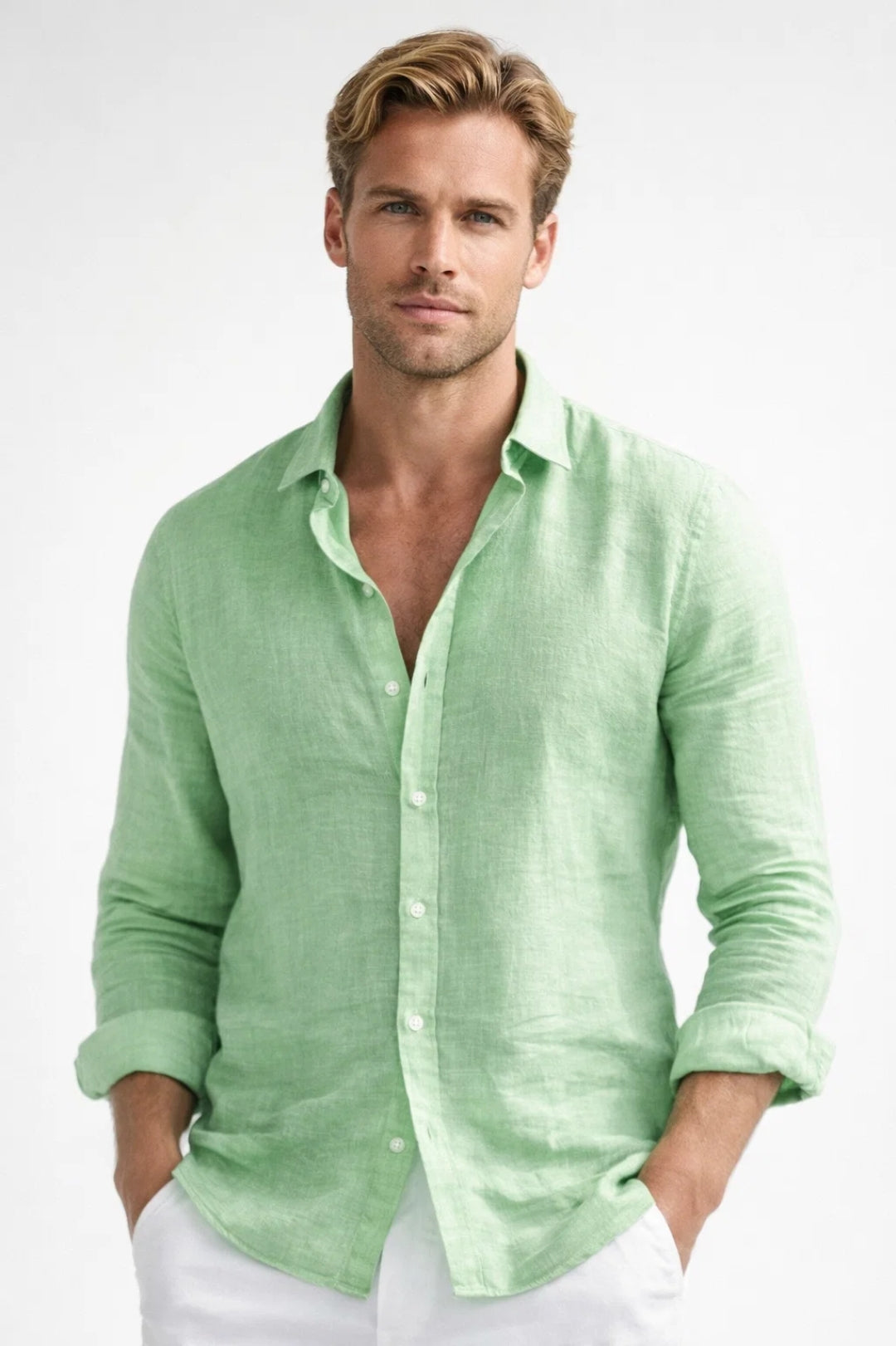 Men's Linen Style Shirt | Lightweight Breathable Casual Fit