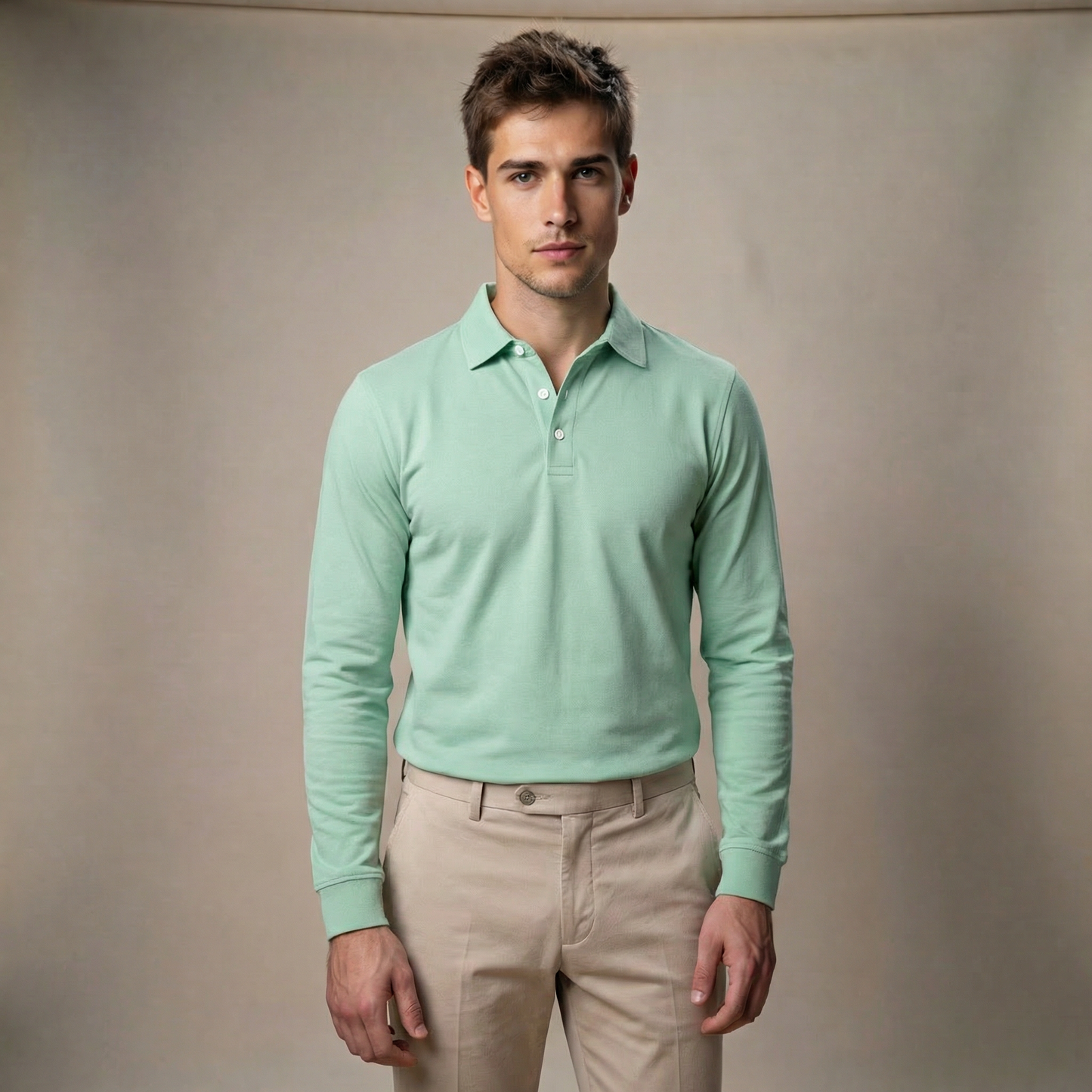 Men's Modern Long Sleeve Polo Shirt
