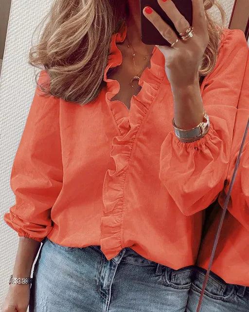 Women's Ruffle V-Neck Blouse | Soft Feminine Summer Style
