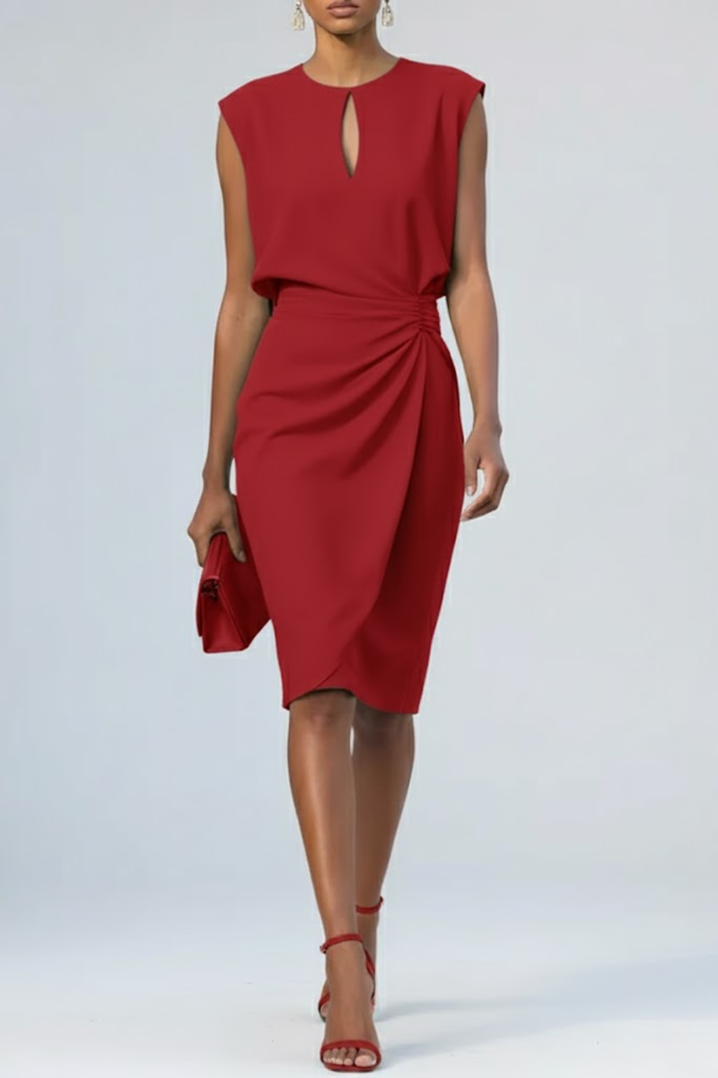 Women's Ruffle Midi Dress | Elegant Keyhole Detail Style