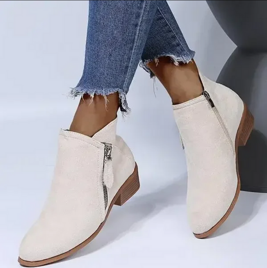 Women's Ergonomic Ankle Boots | Zipper Leather Style
