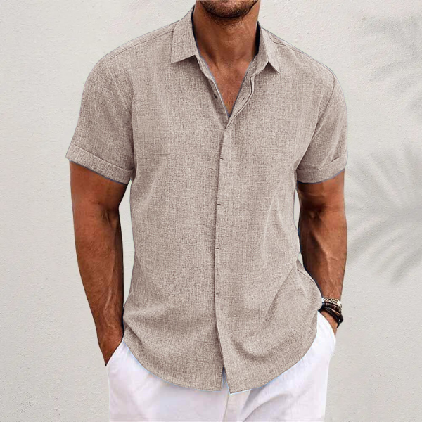 Men's Short Sleeve Summer Shirt | Linen-Style Lightweight Beach Top