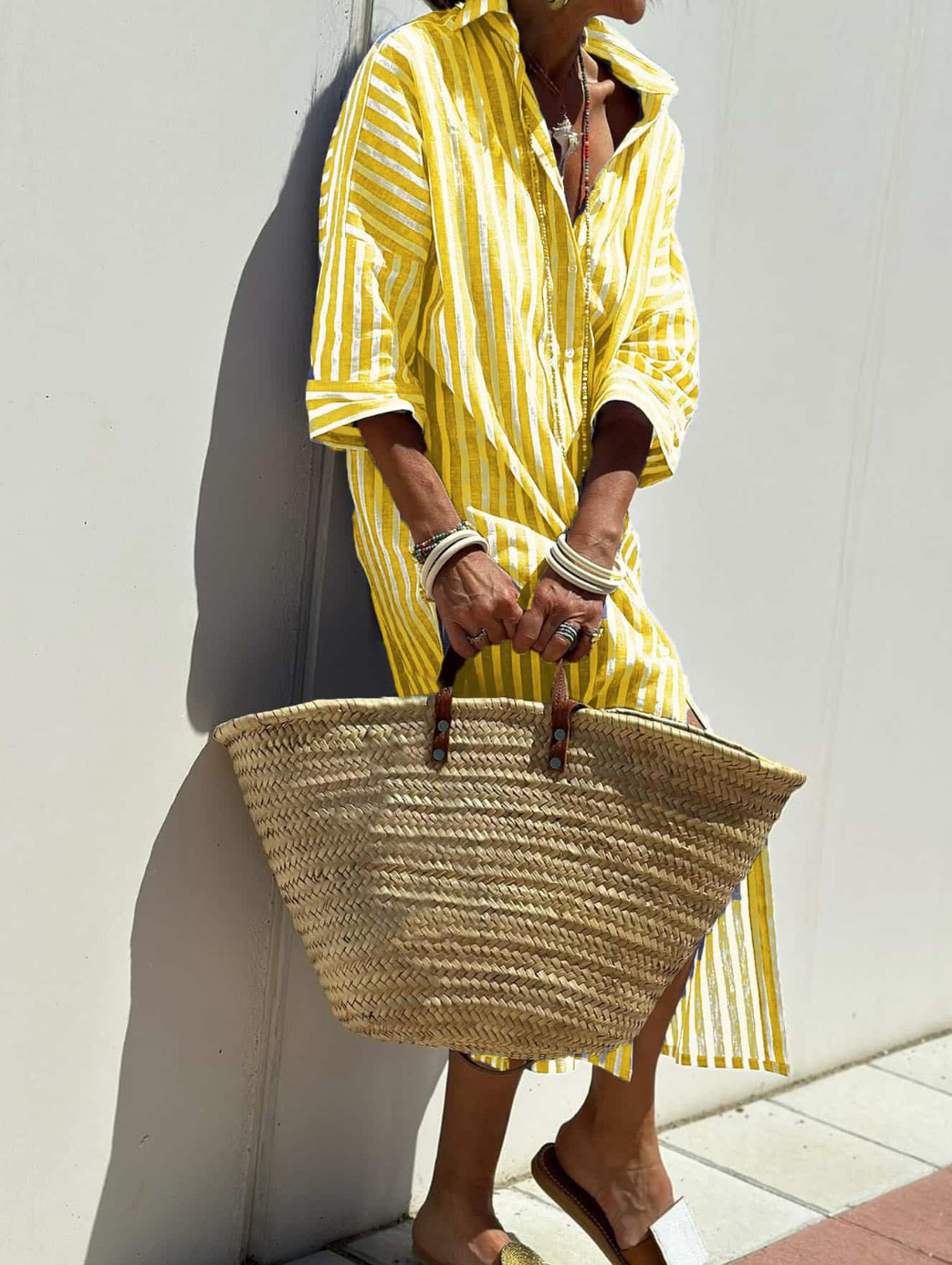 Women's Striped Shirt Dress | Button-Through Vertical Stripe Style