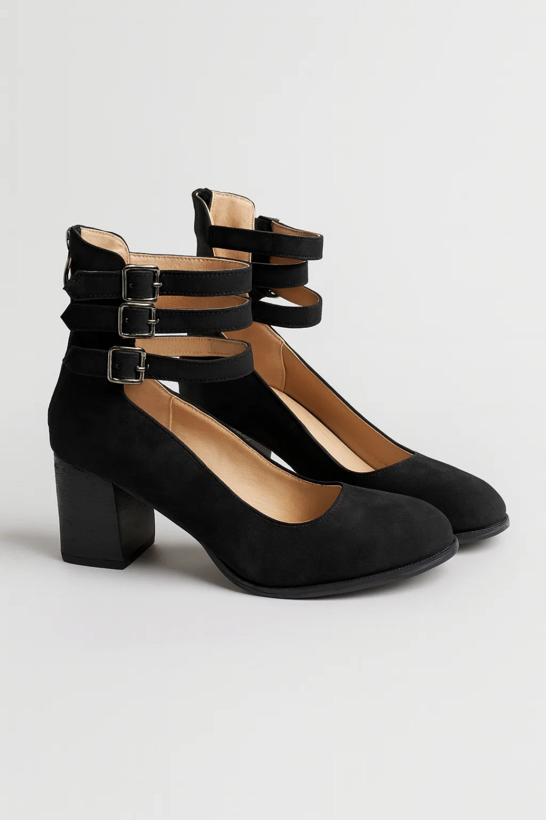 Women's Block Heel Ankle Strap Pumps