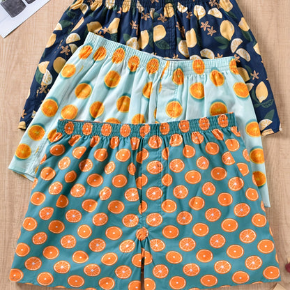 Men's Plant Print Boxers Set of 3 | Everyday Cotton Blend Comfort