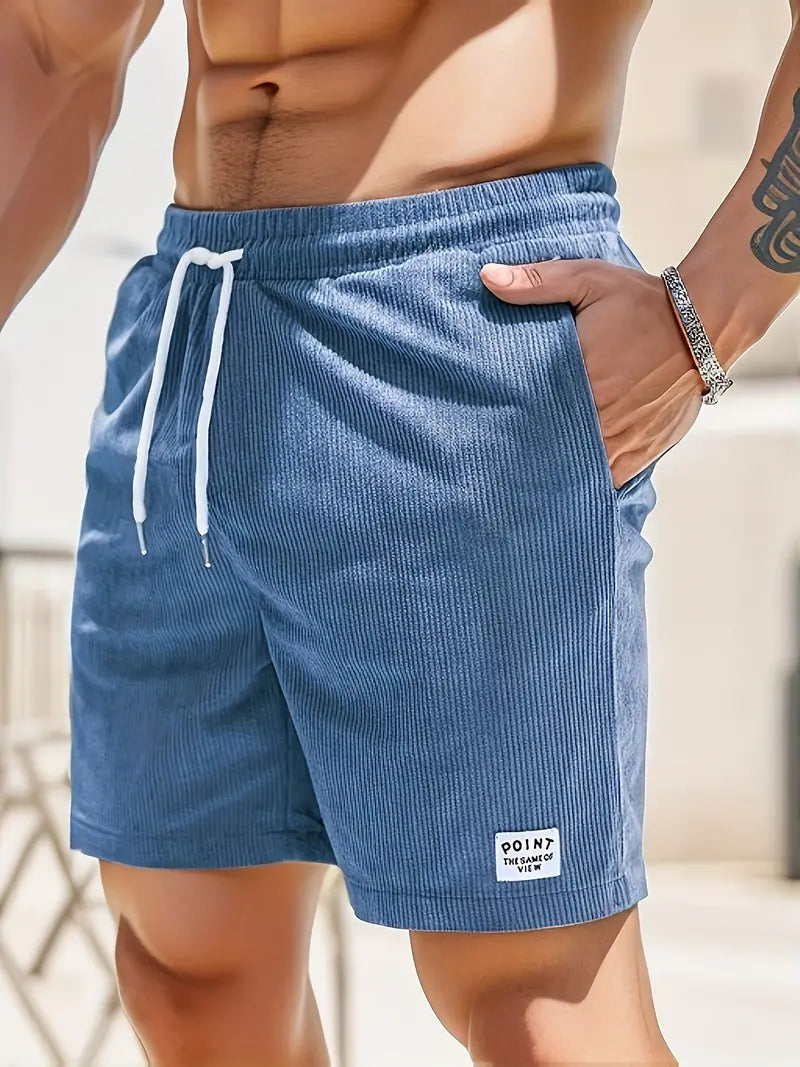 Men's Corduroy Style Summer Shorts | Elastic Waist Straight Fit