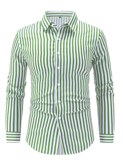 Men's Slim Fit Vertical Stripe Shirt | Smart Casual Button-Down