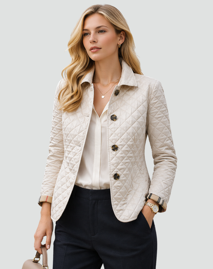 Women's Quilted Transitional Jacket | Regular Fit Collared Button-Up Coat