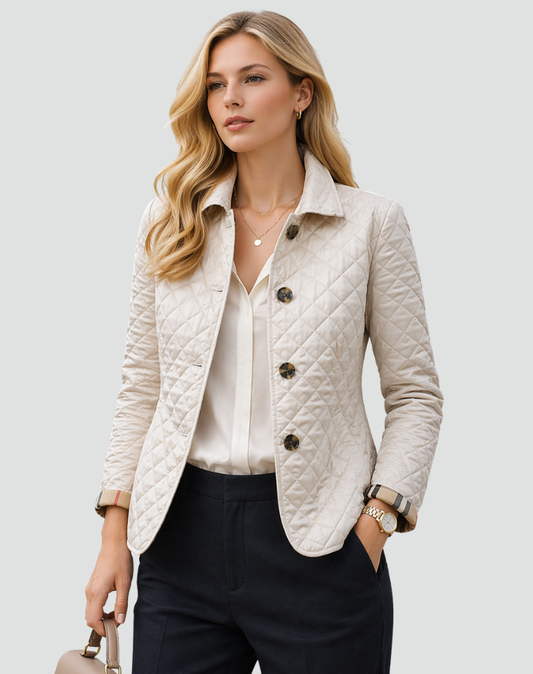 Women's Quilted Transitional Jacket | Regular Fit Collared Button-Up Coat