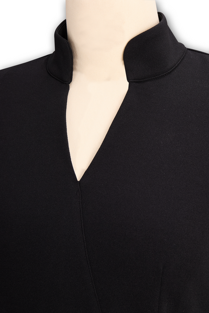 Women's Mandarin Collar Midi Dress | Belted Graduation Style