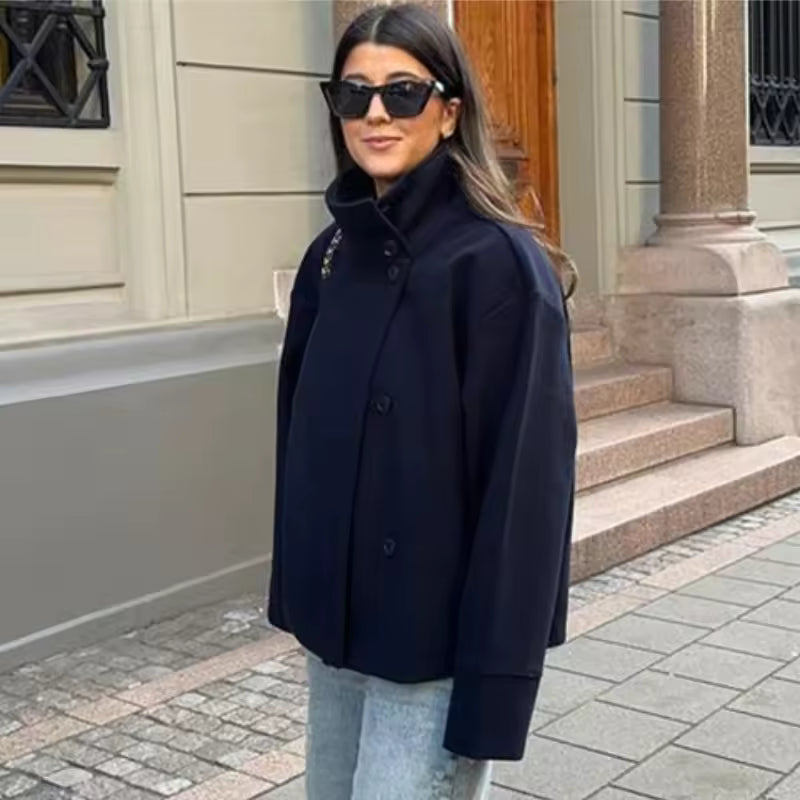 Women's Double-Breasted Short Coat | Tailored Warmth for Cooler Days