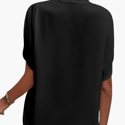 Women's V-Neck Blouse | Short Sleeve Relaxed Fit