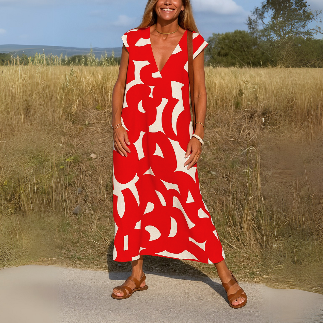 Women's V-Neck Summer Dress | Lightweight Holiday Everyday Wear