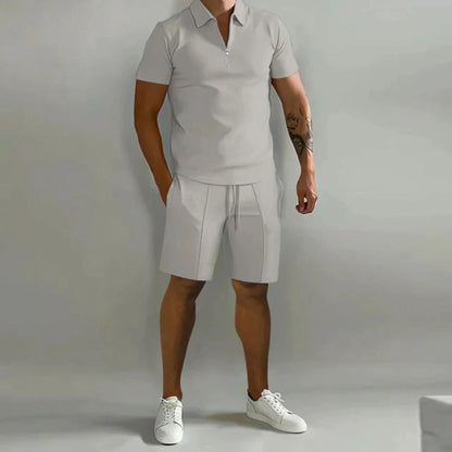 Men's Zip Polo and Shorts Set | Lightweight Summer Comfort