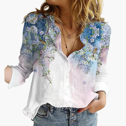 Women's Butterfly Print Blouse | V-Neck Relaxed Fit