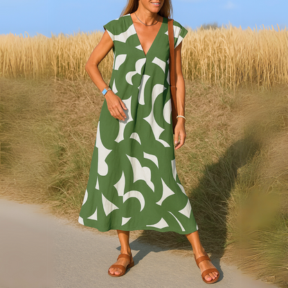 Women's V-Neck Summer Dress | Lightweight Holiday Everyday Wear