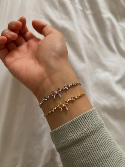 Heart Charm Bracelet | Crystal Bow Statement Jewellery