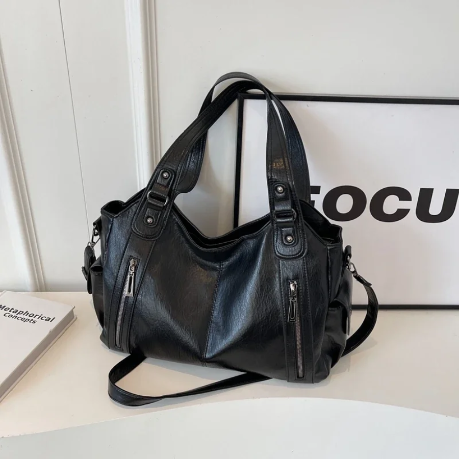 Vegan Leather Shoulder Bag | Everyday Structured Tote