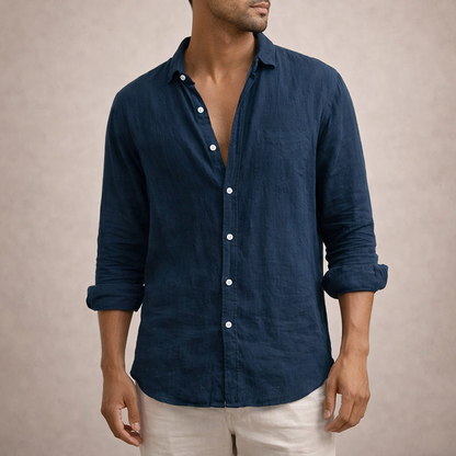 Men's Long Sleeve Linen Style Shirt