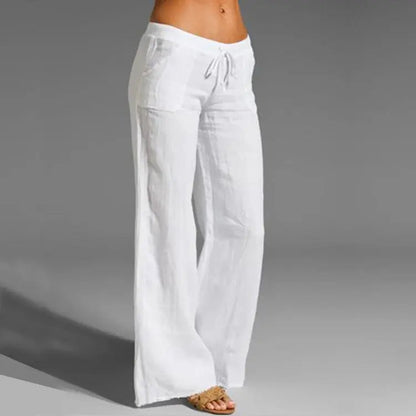 Women's Linen Blend Wide-Leg Trousers | Relaxed Summer Comfort