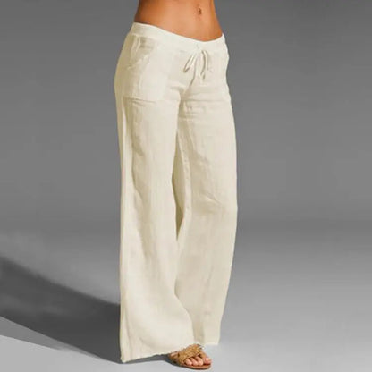 Women's Linen Blend Wide-Leg Trousers | Relaxed Summer Comfort