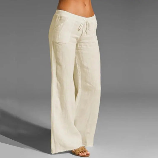 Women's Linen Blend Wide-Leg Trousers | Relaxed Summer Comfort