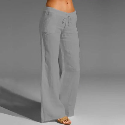 Women's Linen Blend Wide-Leg Trousers | Relaxed Summer Comfort