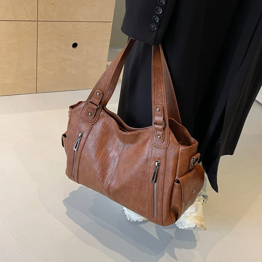 Vegan Leather Shoulder Bag | Everyday Structured Tote