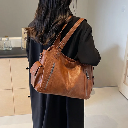 Vegan Leather Shoulder Bag | Everyday Structured Tote