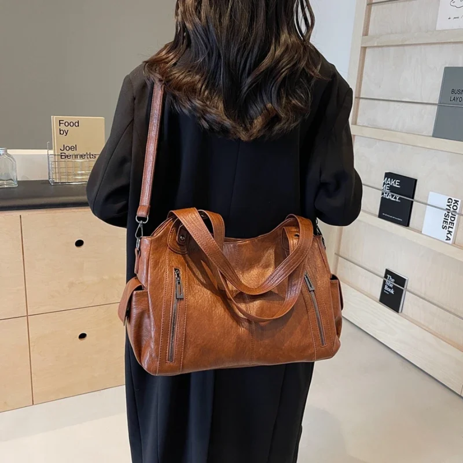 Vegan Leather Shoulder Bag | Everyday Structured Tote