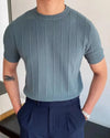 Men's Ribbed Crew Neck T-Shirt | Textured Casual Basics