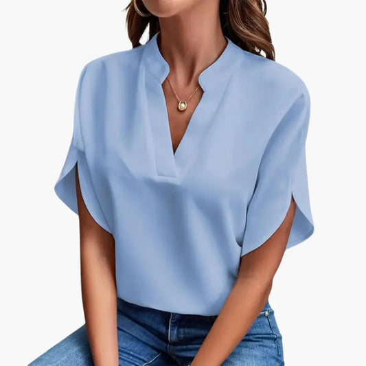 Women's V-Neck Blouse | Short Sleeve Relaxed Fit