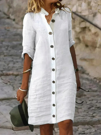 Women's Linen Style Midi Dress | Casual Summer Fit