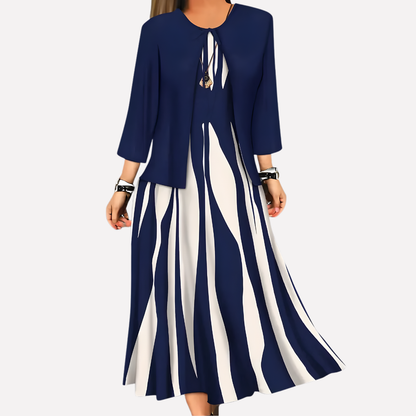 Women's Printed Two-Piece Dress Set | Blouse & Skirt