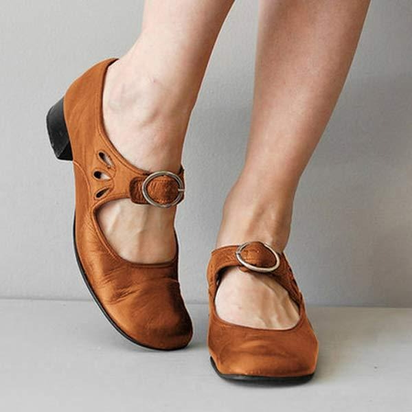 Women's Leather Style Low Heel Shoes | Timeless Everyday Elegance