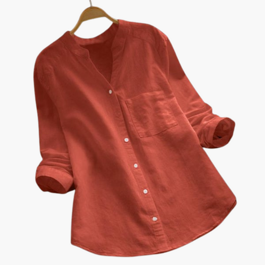 Women's Loose Blouse | Long Sleeve Stand-up Collar Shirt