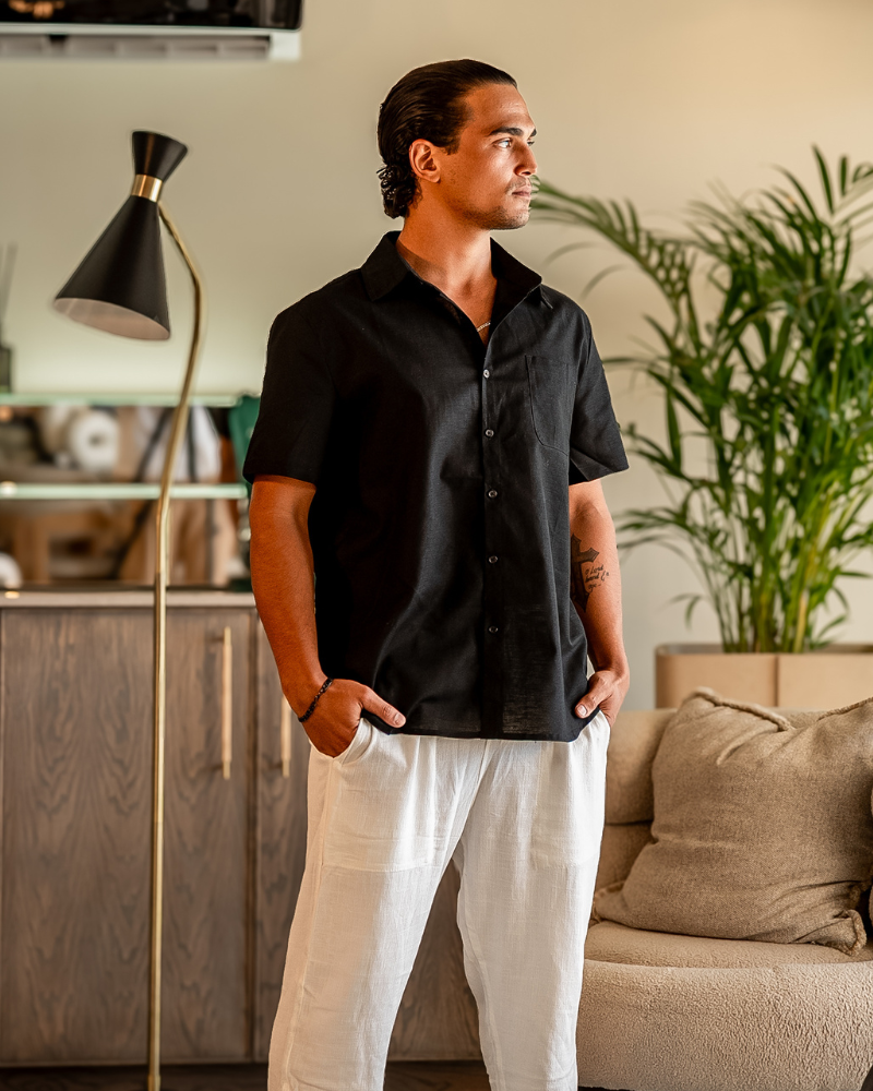 Men's Casual Button-Down Shirt | Chest Pocket Short Sleeve