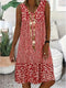 Women's Sleeveless V-Neck Summer Dress | White Floral Print