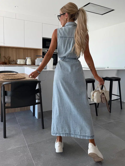 Women's Maxi Denim Style Dress | Relaxed Everyday Wardrobe Essential