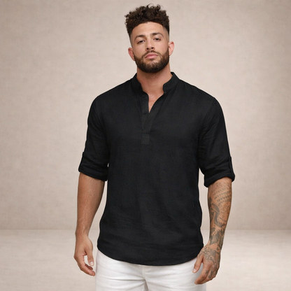 Men's Stand Collar Linen Style Shirt