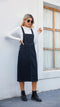 Women's Denim Style Midi Pinafore Dress