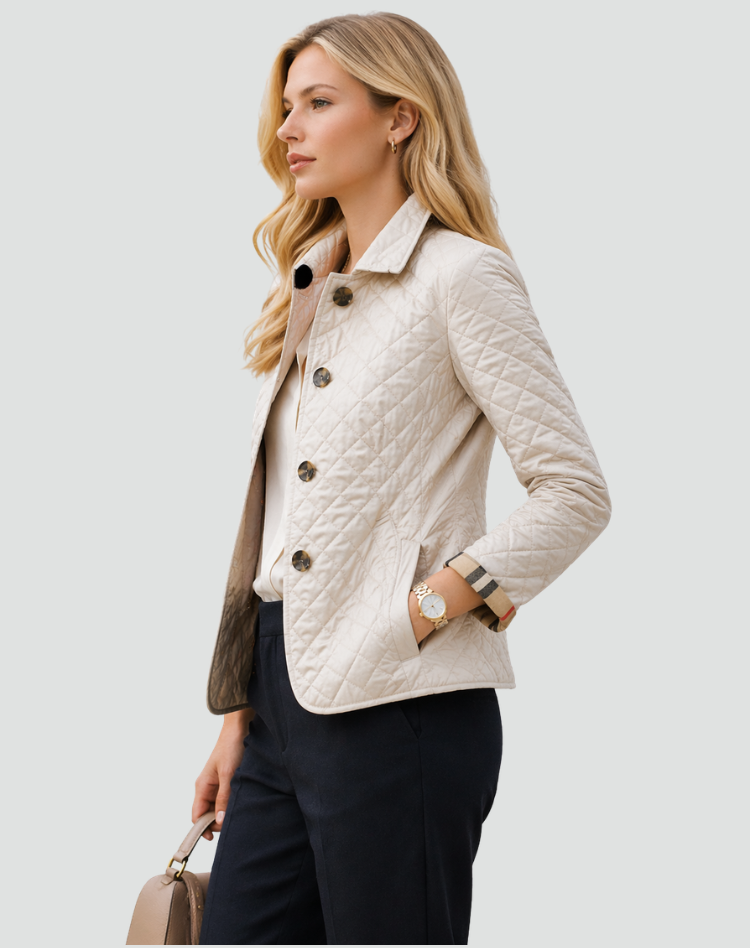 Women's Quilted Transitional Jacket | Regular Fit Collared Button-Up Coat
