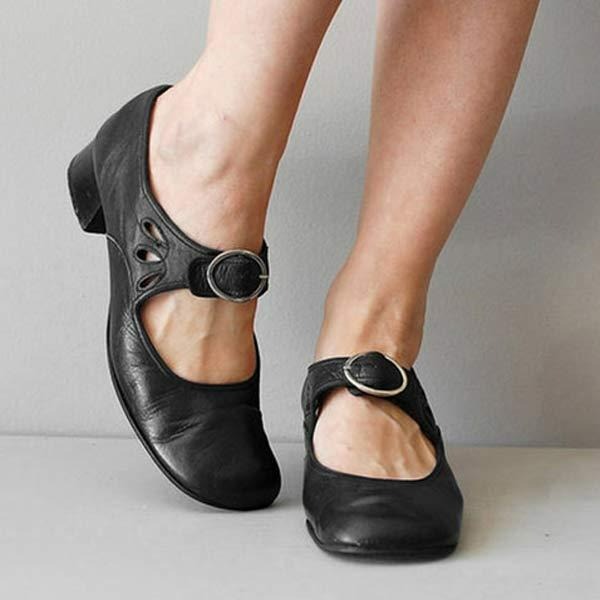 Women's Leather Style Low Heel Shoes | Timeless Everyday Elegance